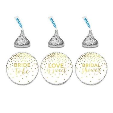 Imagem de Andaz Press Coleção de bolinhas de confete dourado metálico, etiquetas de gotas de chocolate, serve para beijos, chá de panela, pacote com 216