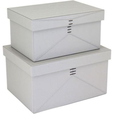 Imagem de HOME&amp;CO JUPTER CAIXA ORGANIZADORA SINTÉTICO CINZA 2PÇ