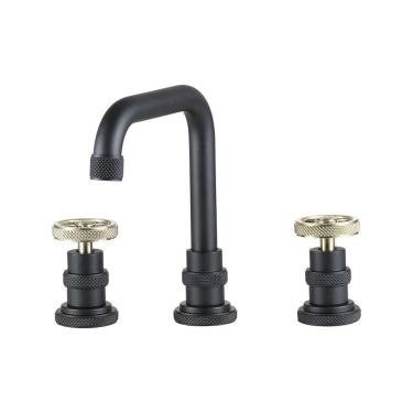 Imagem de Torneira Para Banheiro Misturador Duplo Comando Jatobá Pingoo.casa - Preto e Dourado