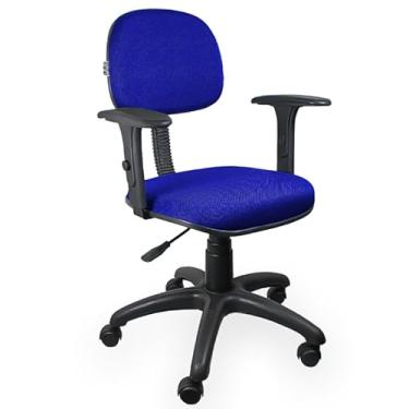 Imagem de Cadeira de Escritório Secretária Giratória com braço regulável Gatilho Tecido — Qualiflex (Azul)