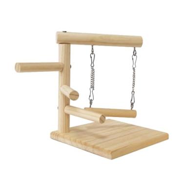 Imagem de Generic Poleiro de pássaros suporte de mesa poleiros de pássaros varas de madeira gaiola brinquedos ginásio playground para periquitos calopsitas lovebirds, estilo B