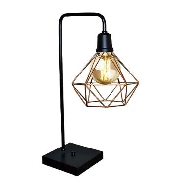Imagem de Abajur Luminaria De Mesa Com Aramado - Ideal para sala, cabeceira de cama, escritório (Preto Cobre)