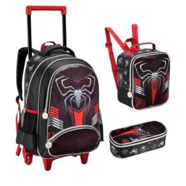 Imagem de Kit Mochila Rodinhas Infantil Menino Dark Spider 2023 - Denlex