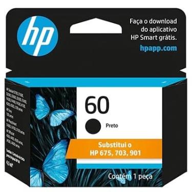 Imagem de Cartucho HP 60 Preto Original (CC640WB) Para HP Deskjet F4224, F4480, F4580, D1660, Photosmart D110a, C4780, ENVY D410a