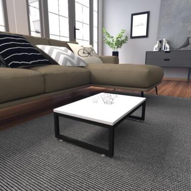 Imagem de Mesa De Centro Sala Industrial Branca Quadrada Retangular Mesinha De Centro Sala Madeira