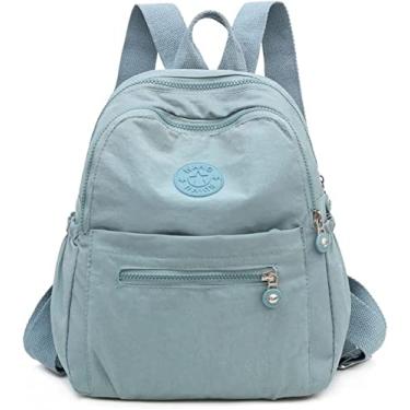 Imagem de BYERZ BYERZ Mochila feminina moda Oxford tecido mochila verão bolsa de lona de grande capacidade Bolsa escolar de viagem leve (cor: azul)