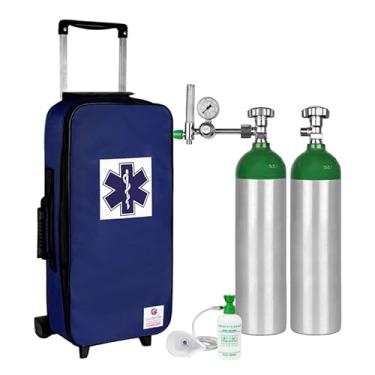 Imagem de Kit Oxigênio 3L 2 Cilindros Bolsa Com Rodinhas Marinho
