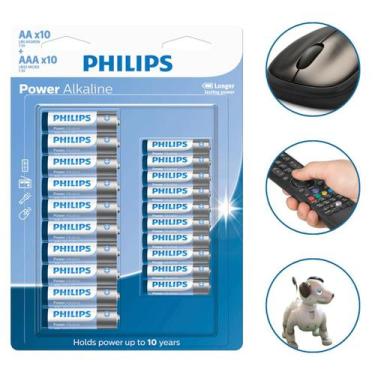 Imagem de Kit 20 Pilhas Alcalinas Philips Aa E Aaa 1.5V