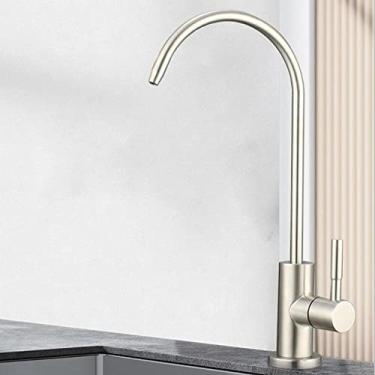 Imagem de Torneiras de cozinha 1/4 "torneira potável direta para filtro de água de cozinha purificador anti-osmose SUS 304 torneira de pia de aço, prata, China