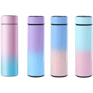 Imagem de Garrafa Térmica Inox Com Termômetro Visor Led Digital Touch Inteligente Tampa Vácuo 500ml Garrafinha Squeeze Academia Corrida Musculação - Cor Random Obs: Cor da Tampa aleatório