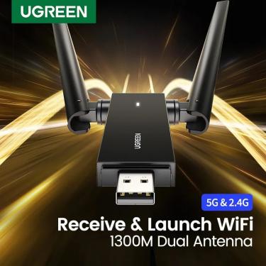 Imagem de Ugreen wifi adaptador ac1300 usb3.0 5ghz & 2.4ghz dupla-antena usb wifi para computador desktop