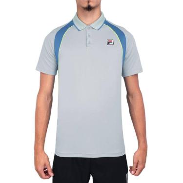 Imagem de Camisa Polo Fila Backspin Short Sleeve Cinza Azul e Limão