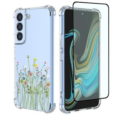 Imagem de GTBDEKI Capa de celular para Galaxy S22 Plus, capa para Samsung S22+ 5G SM-S906U com protetor de tela, capa transparente com estampa de jardim de flores para Samsung Galaxy S22 Plus 5G buquê de flores