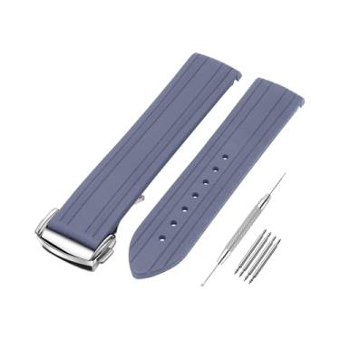 Imagem de SANDEIN Pulseira de relógio compatível com Omega Seamaster 300 AT150 Universe 007, fivela de aço de extremidade curvada, pulseira de substituição de borracha de silicone macio para pulseiras de