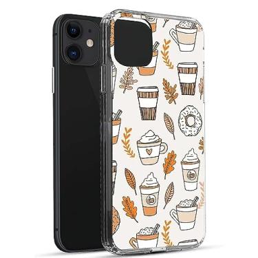 Imagem de Taywry Capa Fall Vibe compatível com iPhone 12 e 12 Pro, capa de café com folhas de outono para iPhone 12 e 12 Pro, capa de telefone TPU moderna