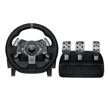 Imagem de Logitech G Volante de corrida e pedais de chão 920 Driving Force, feedback de força real, câmbio de aço inoxidável, capa de volante de couro para Xbox Series X|S, Xbox One, PC, Mac - Preto