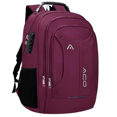 Imagem de Mochila Bolsa Masculina Feminina Notebook Anti Furto Reforçada Semi Impermeável Escolar Faculdade Trabalho Viagem Resiste com Cadeado (Vinho)