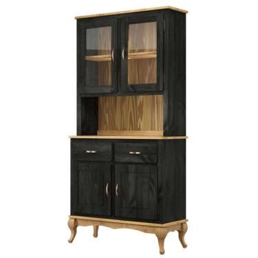 Imagem de Balcão com Arca Oratório em Madeira Maciça 2 Mais 2 Portas Preto Oliva