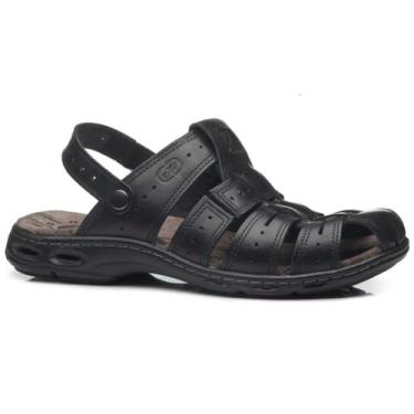 Imagem de Sandália Masculina Papete Couro Preto Pegada 130687-04
