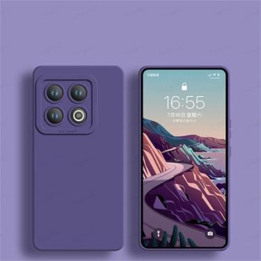 Imagem de Capa de telefone quadrada de silicone líquido para Oneplus 9 9RT 9R 10 Pro Capa macia de proteção de lente para Oneplus 11 Ace 2 12, roxo escuro, para OnePlus 12