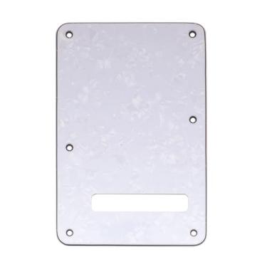 Imagem de Musiclily 6 Furos Escudo Traseiro Back Plate para Guitarra Fender EUA/Mexicana Made Stratocaster Standard Estilo Moderno,4 Camadas Branco Perolado