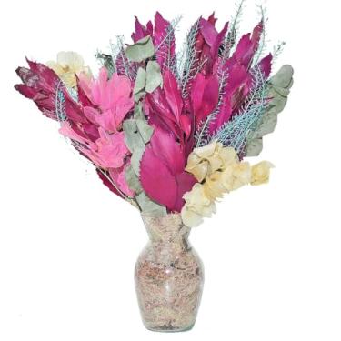 Imagem de Arranjo de Flores Desidratadas Petit Tons Rosê + Vaso de Vidro Decoração