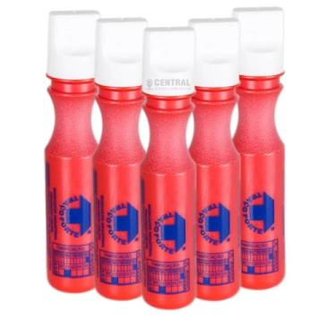 Imagem de Kit 5 Marcador Industrial Traço Forte 3mm Caneta Riscador Peças Metais (Vermelho)