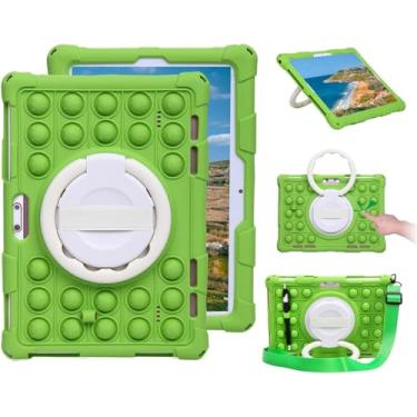 Imagem de Sfulatdc Capa de silicone para tablet com alça giratória 360 compatível com Digiland DL1036 10,1 polegadas, Dragon Touch Notepad K10/Max10, Pritom M10, Winsing 10 verde