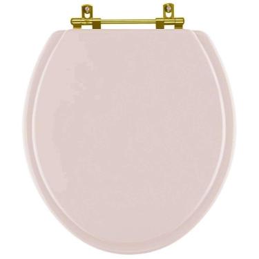 Imagem de Assento Sanitário Convencional Oval Universal Salmão com Ferragem Dourada