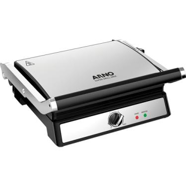 Imagem de Grill Super Inox Arno XL GGRA - Grande Capacidade com Abertura 180° e Placas Antiaderentes, 110V