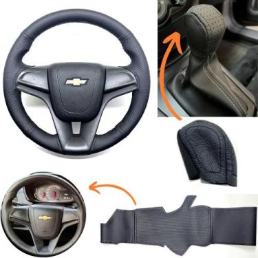 Imagem de Kit Capas Volante Borracha + Manopla Câmbio Manual Onix 2013 2014 2015