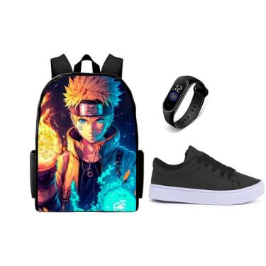 Imagem de Mochila Escolar lançamento Com Relogio E Tenis casual Versatil Top - K