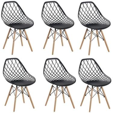 Imagem de Kit com 6 Cadeiras Cloe Base Madeira Preto