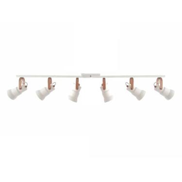 Imagem de Luminária Spots de Trilho C/ 6 Lâmpadas - 90x19 - Direcionáveis Alumínio E27 (BRANCO COM COBRE)