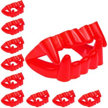 Imagem de 80 Dentaduras de Vampiros Dente Vermelho Festa Carnaval Sacola Surpres