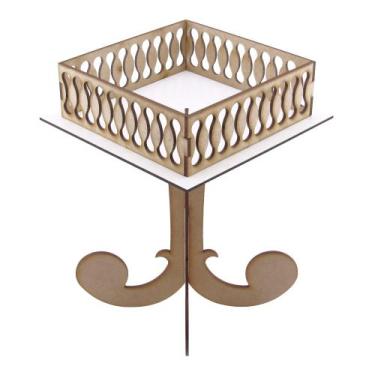 Imagem de Bandeja Quadrada Pedestal Alta Linha Premium - Mdf Branco - Modernarte