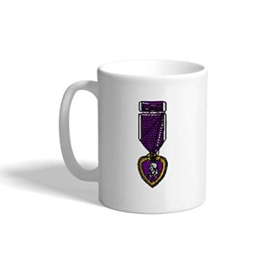 Imagem de Caneca de café de cerâmica xícara de café exército militar roxo coração xícara de chá branco 325 ml