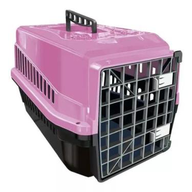 Imagem de Caixa de Transporte Alça e Porta Resistente Para Pet N4 Rosa - MecPet