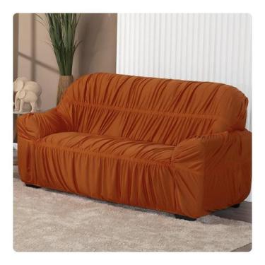 Imagem de Capa De Sofá Elasticada Malha 3 Lugares Avulsa Laranja - Shop Casa Nob