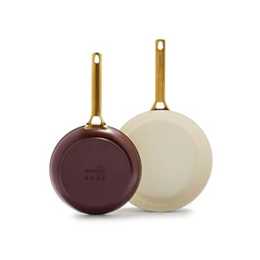 Imagem de GreenPan Conjunto de frigideiras antiaderentes de cerâmica saudável anodizada rígida Padova, frigideira de 25,4 cm e 30,4 cm, sem PFAS, indução, pode ser lavado na lava-louças, marrom trufa