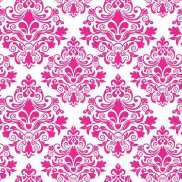 Imagem de Papel de Parede Autocolante Vinil Arabesco Mix Rosa E Branco  - Decora