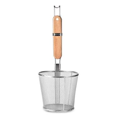 Imagem de Tenta Kitchen Miracle Noodle Angel Hair Massa Blanching Basket, Barilla Thin Spaghetti Pasta Deep Skimmer com cabo de madeira (1, P)