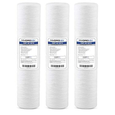 Imagem de Hydronix HX-SWC-45-2010/3 cartucho de filtro de água para corda de sedimentos para toda a casa, comercial 4,5 x 20, 10 mícrons pacote com 3, branco