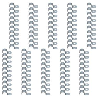 Imagem de Tubo rígido de aço zincado de 1,27 cm, 100 peças, 1 furo, cabo, suporte em U, braçadeira de tubo, correias de conduíte elétrico, alça de tubo rígido, montagem segura para conduíte RGD, tiras