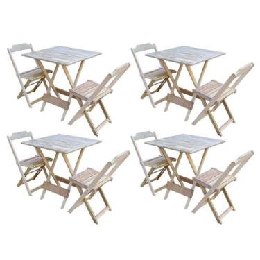 Imagem de Kit 4 Jogos de Mesa Dobravel com 2 Cadeiras de Madeira 70x70 - sem Pin