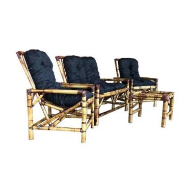 Imagem de Kit Poltrona Bambu 4 L Com Almofadas Para Edícula E Jardim - Compree, 