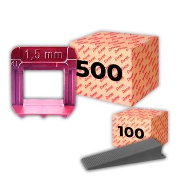 Imagem de Espaçador Nivelador Eco C/ 500 Pçs Cunhas Niveladora Eco C/100 Pçs P/Azulejo Cerâmica Porcelanato Piso Profissional Kit - 1.5mm Vermelho