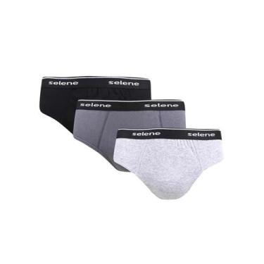 Imagem de Kit Selene Cueca Slip 3 Peças 11900 Branco/Mescla/Preto, EG, Branco, M