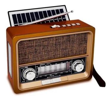 Imagem de Radio Retro Bluetooth USB Sd Am Fm Recarregável Placa Solar Lanterna -