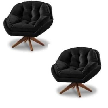 Imagem de Kit 2 Poltrona Decorativa Estofada Base Giratória Califórnia - Fina Mo